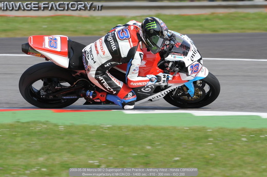 2009-05-09 Monza 0812 Supersport - Free Practice - Anthony West - Honda CBR600RR